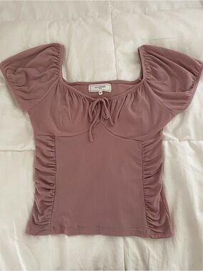 No Comment Ruched Dusty Rose Top